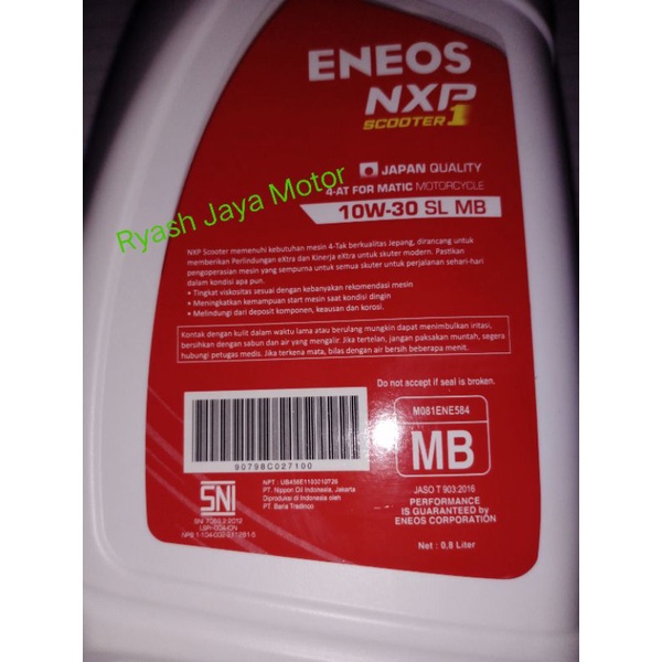 oli mesin eNeos Matic SAE 10-30W 800ml for Vario/beat/mio/Scoopy/Vario 125/150/beat esp/pop/Mio J/Mio smile/Fino/X-Ride/Mio M3/Mio Z/Mio S/Spin/skywave/Scoopy F1/Spacy f1/PCX new/dll