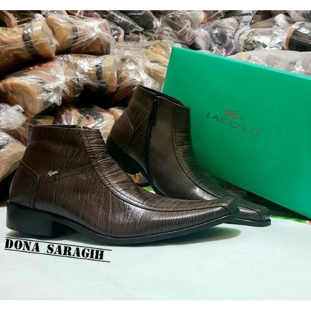 PTK.31Oc22х ◦ Sepatu Lacoste pantofel boots resleting hitam cokelat kulit asli kerja kantor formal p
