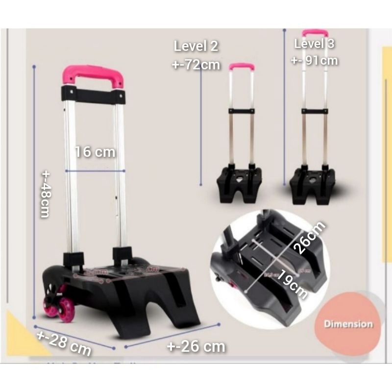 troli 6 roda 3 roda tas anak sekolah trolley troly roda 3 lipat troly tas sekolah anak tas punggung