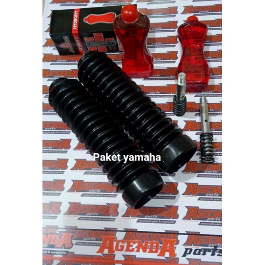 PAKET PENINGGI EKONOMIS SHOCK DEPAN MOTOR MATIC/BEBEK OLD KARET-PENINGGI DPN +PER REBOUND-OLI SHOCK