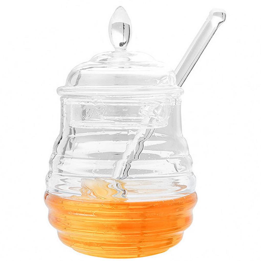 Toples Madu 245ML Bening PS Honey Storage Pot Dengan Tutup Gayung Wadah Sirup Dapur Set Perlengkapan Rumah