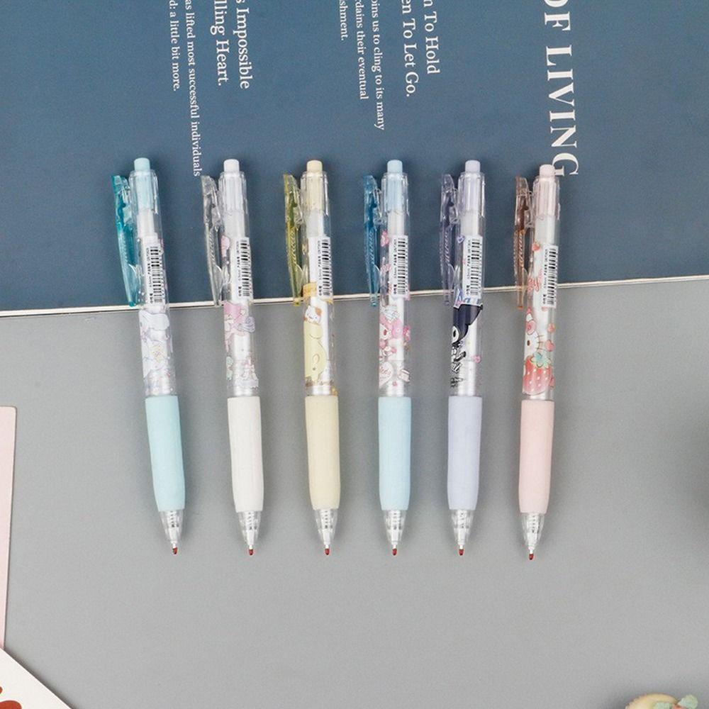 Mxbeauty Kartun Gel Pulpen 6 Pcs/set Alat Tulis Sekolah Perlengkapan Kantor Menulis Pulpen Ballpoint Kuromi Melody Cinnamoroll Anjing Penandatanganan Pulpen