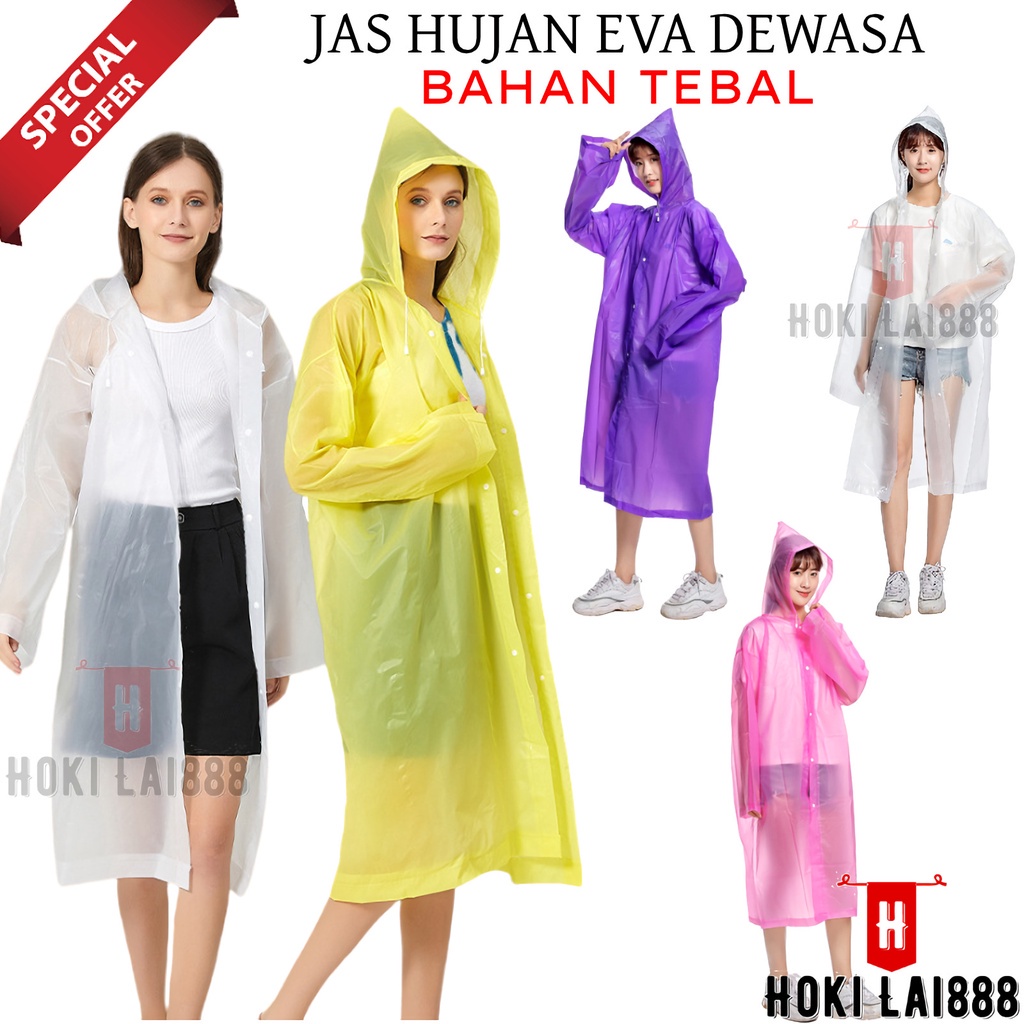 [HKL] JAS HUJAN DEWASA TERUSAN EVA / RAINCOAT MANTEL HUJAN TERUSAN LENGAN PANJANG SEMI TRANSPARAN POLOS