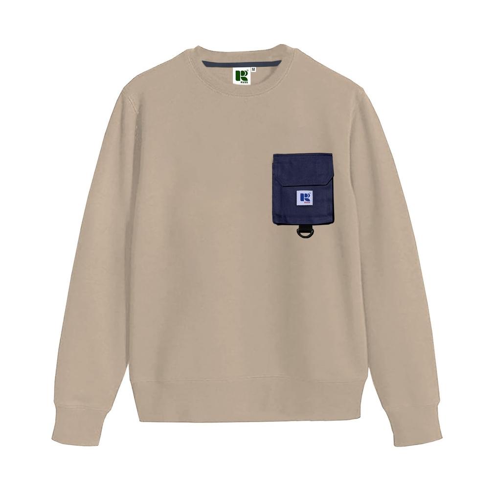 Sweater Pria Wanita Modern Russ Crewneck Pouch Break Cream