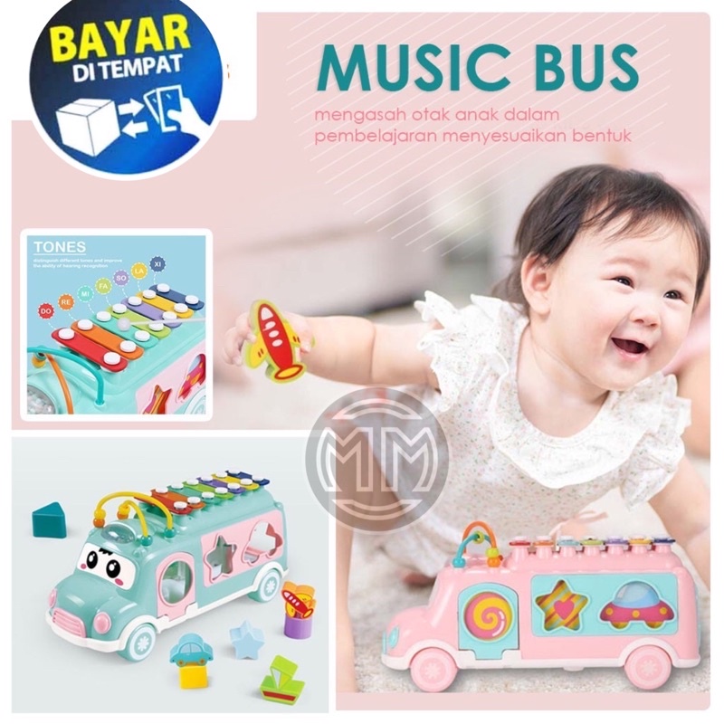 Mainan HAPPY BUS XYLOPHONE musik bus /mainan anak edukasi / mainan music