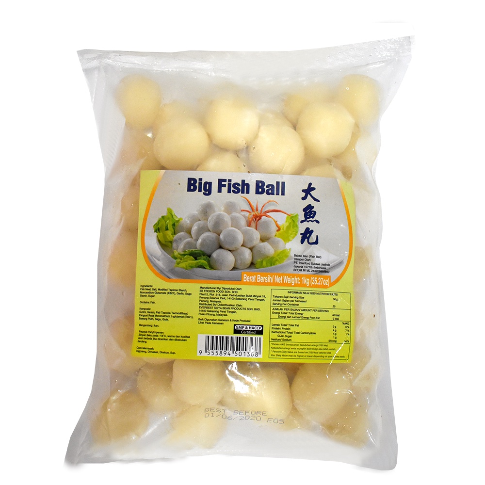 Bakso Ikan Beku EB Big Fish Ball 500 gr &amp; 1kg (Frozen)