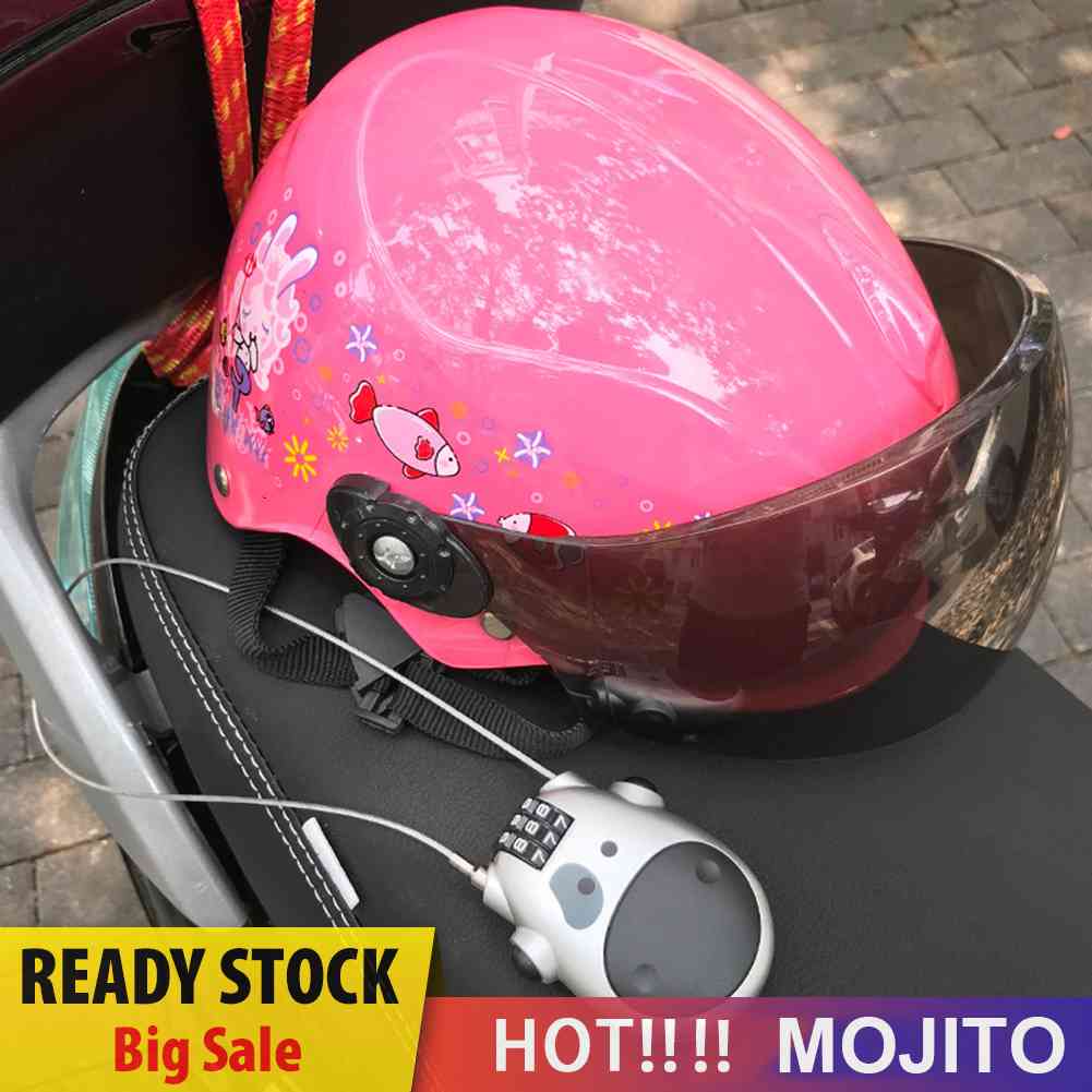 Kunci Gembok Sepeda / Helm Portable Anti Maling Motif Kartun Sapi Dengan Password