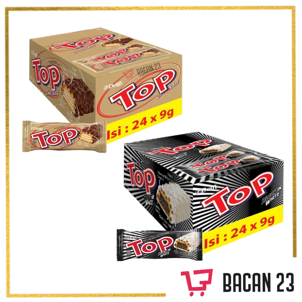 Delfi TOP Wafer ( Chocolate - Black White ) ( isi 24 pcs x 9 gr ) / Bacan 23 - Bacan23