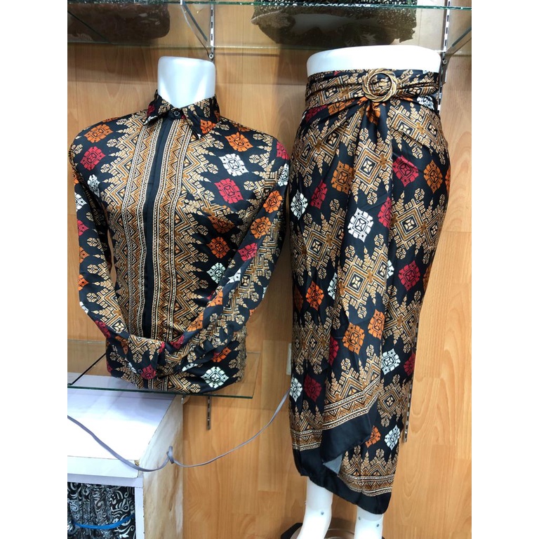 BATIK COUPLE / BAJU BATIK COUPLE / BATIK SET / BATIK LENGAN PANJANG / BATIK COUPLE ROK LILIT / ROK LILIT BATIK COUPLE