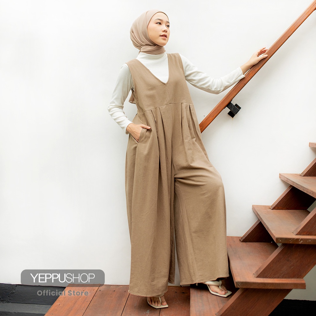 Avell Overall Cullote I Jumpsuit Overall  Zipper Berbahan Premium Linen [YEPPUOUTFIT]