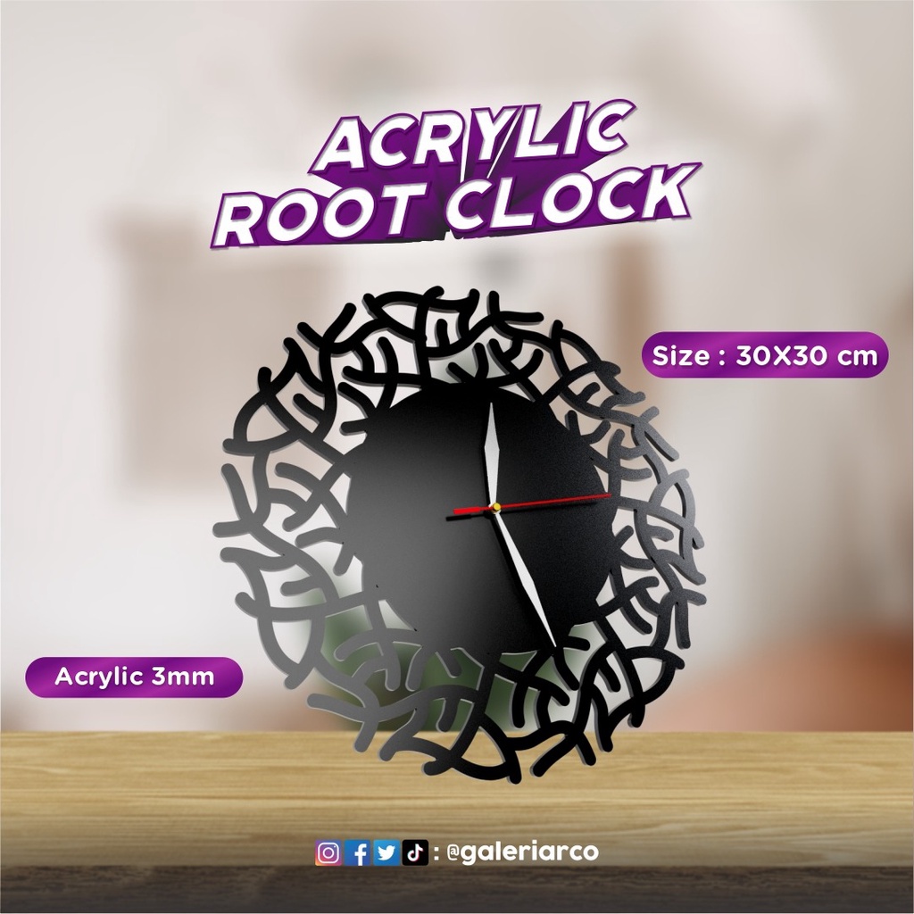 Jam Dinding Akrilik Modern Simple Minimalis Motif Hitam