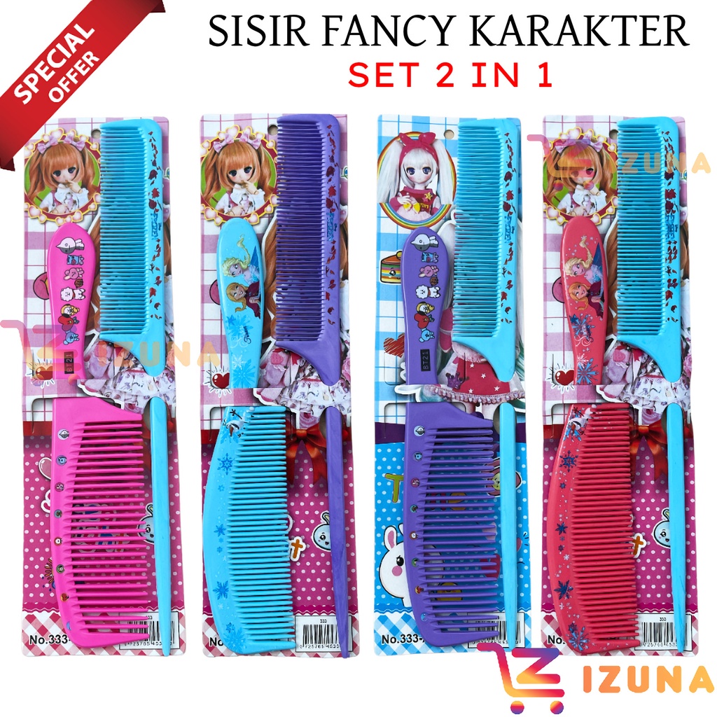 [IZUNA] SISIR RAMBUT FANCY KARAKTER 2 IN 1 / SISIR RAMBUT KARAKTER / SISIR RAMBUT FANCY / SISIR RAMBUT SET 2 IN 1 / SISIR GAGANG / SISIR RAMBUT KARAKTER / HAIR COMB