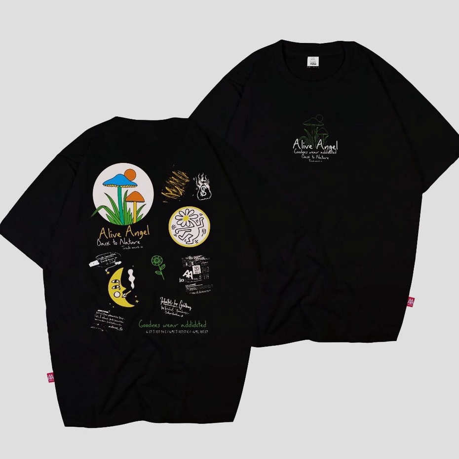 KAOS BAJU DISTRO PRIA  ALIVE ANGEL MUSHROOM ORIGINALS /KAOS / KAOS PRIA / DISTRO COWOK / KAOS OVERSI