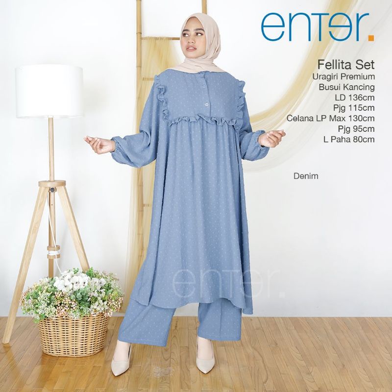 One Set Tunik LD 136 XXXL Fellita Riella Set Ori Enter Super Extra Jumbo Setelan Wanita Rayon Uragir