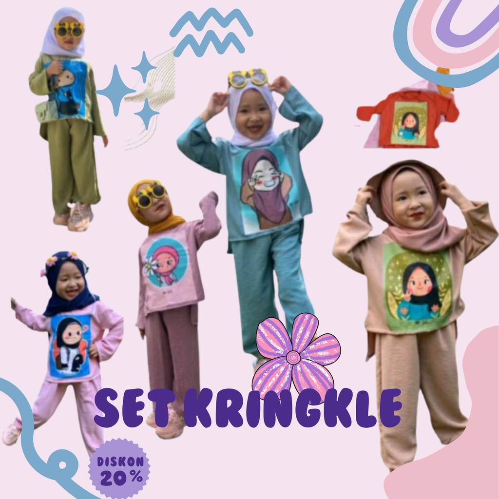 Setelan Kringkle Anak Terbaru / SET Kringkle Anak Viral / setelan anak tebaru