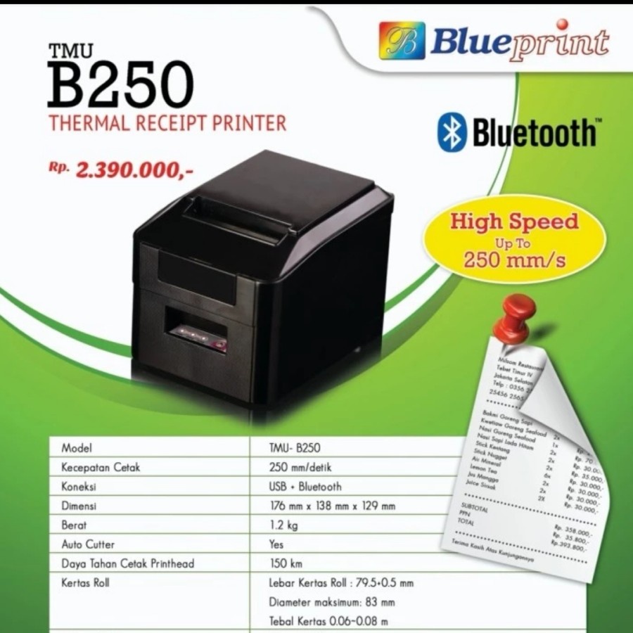 80x80 P 1 Pak isi 6 Roll Kertas Thermal / Kasir / Struk LITE-BLUEPRINT 80 x 80P 1 Pak isi 6 Roll 80x80