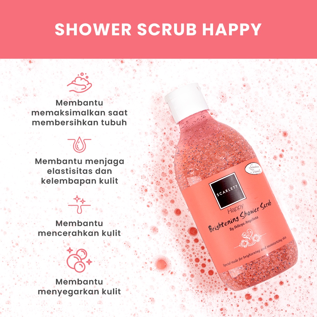BISA COD Rumah Cantik Scarlett Whitening Shower Scrub Happy