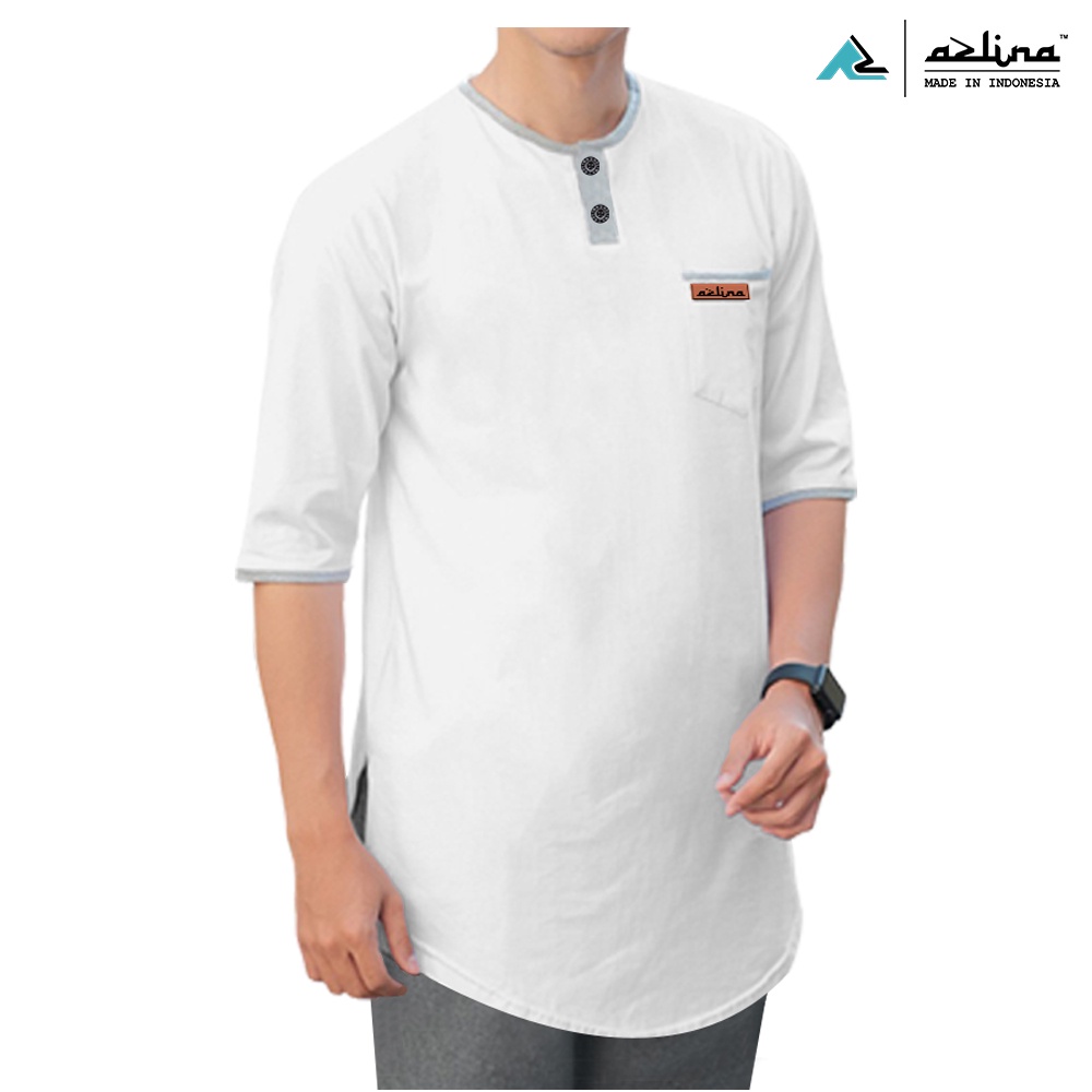 KURTA - Gamis kaos Pakistan - kaos  Kurta  Putih Hitam -baju pria keren - baju muslim kekinian COD