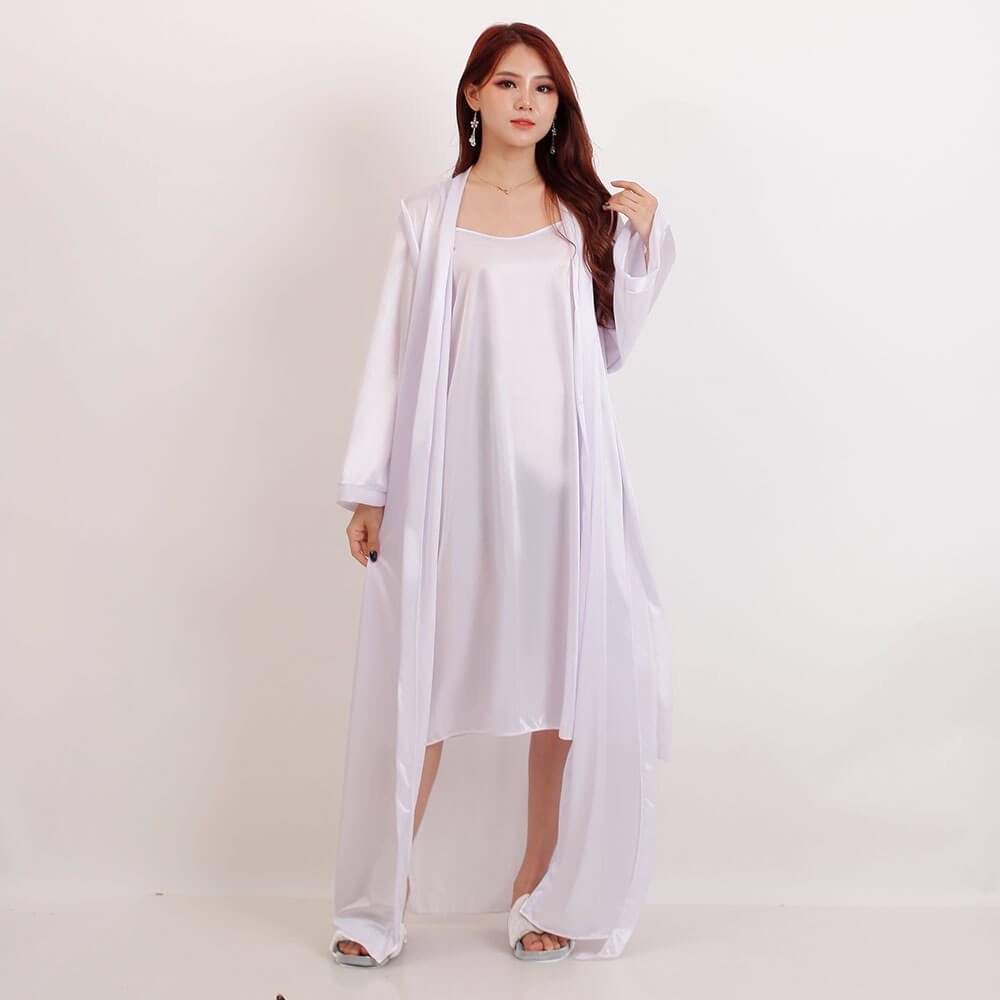 FOLVA Bridal Kimono Wedding Set Bridesmaid Robe Satin putih 1690WSET