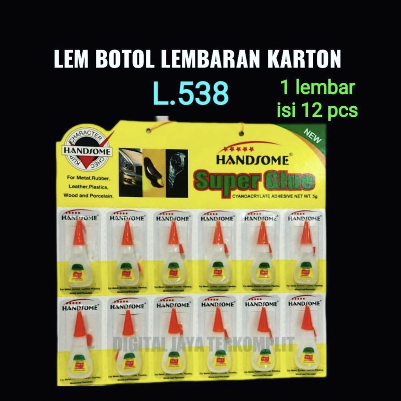 

LEM SUPER GLUE BOTOL 5 GRAM LEMBARAN (1LEMBAR = 12PCS)