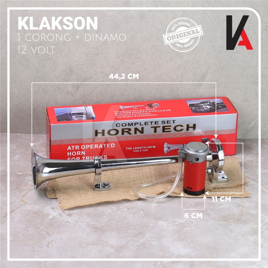 KLAKSON MOBIL 1 CORONG TEROMPET KOMPLIT DINAMO ELEKTRIK 12 VOLT