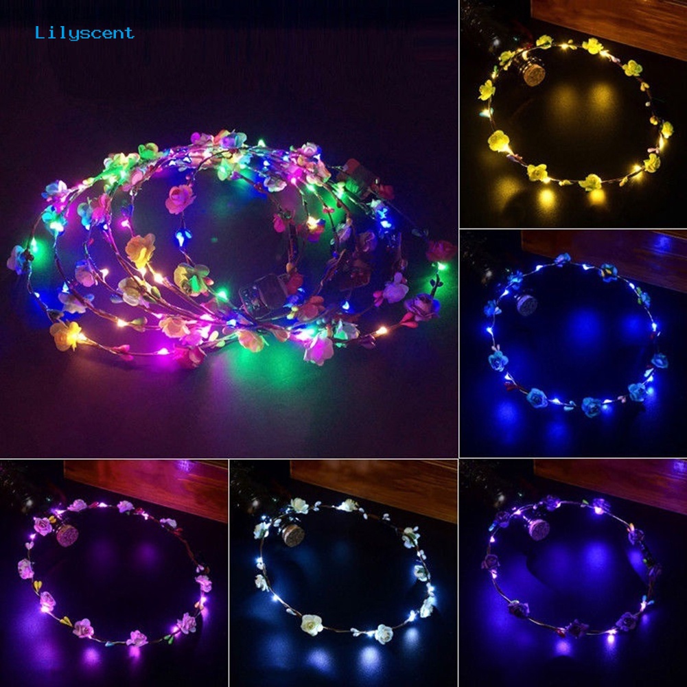 Headband Bentuk Karangan Bunga Dengan LED Untuk Wanita