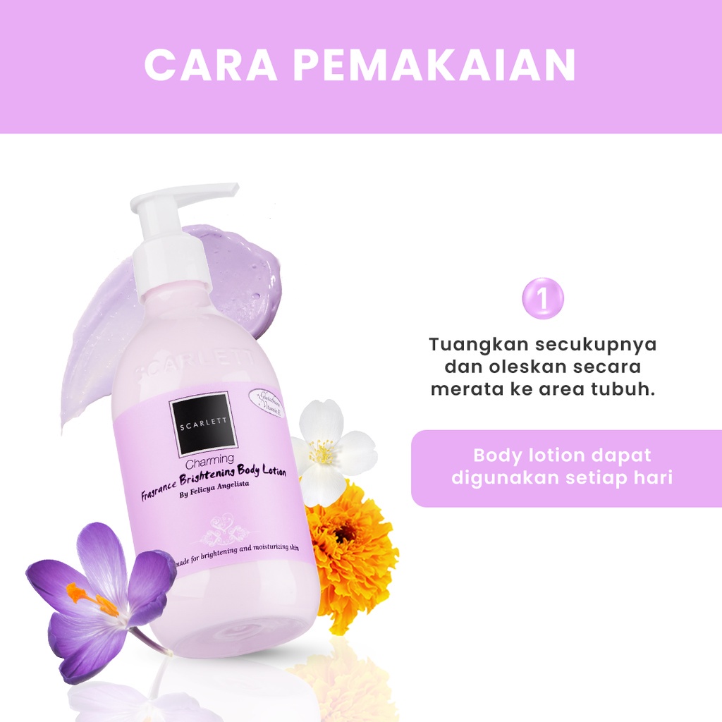 ORIGINAL Scarlett Whitening Body Lotion Charming GIRLSNEED77 MEDAN BEAUTY Cosmetics SKIN CARE Kosmetik Kecantikan