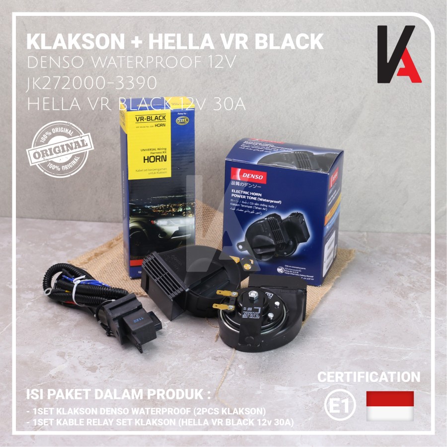 DENSO Klakson Mobil Motor Keong Waterproof dengan Kabel Relay Set BOSCH / HELLA / MX Original