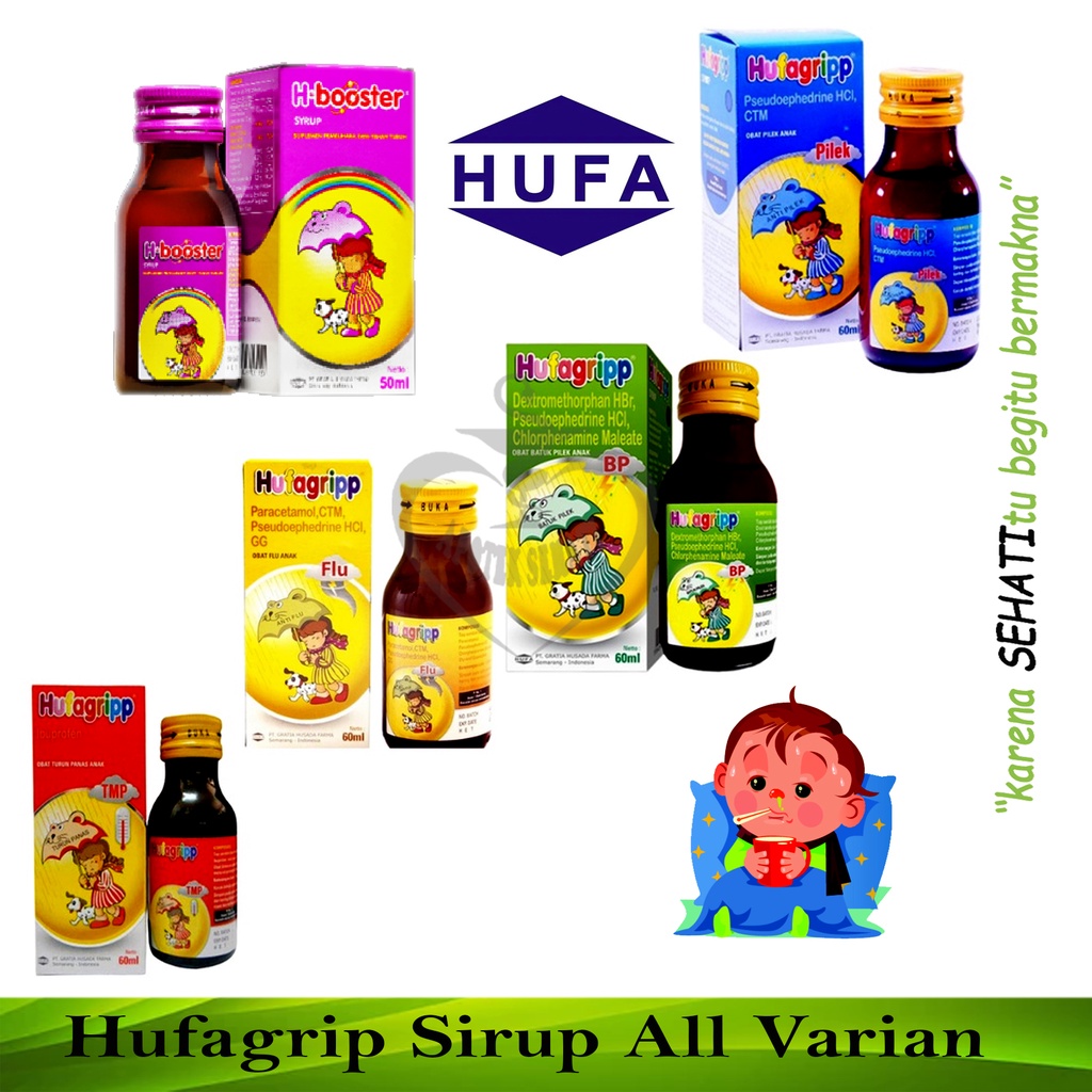 All Varian Hufagrip Sirup Batuk Pilek Flu Demam Nyeri Anak 60ml