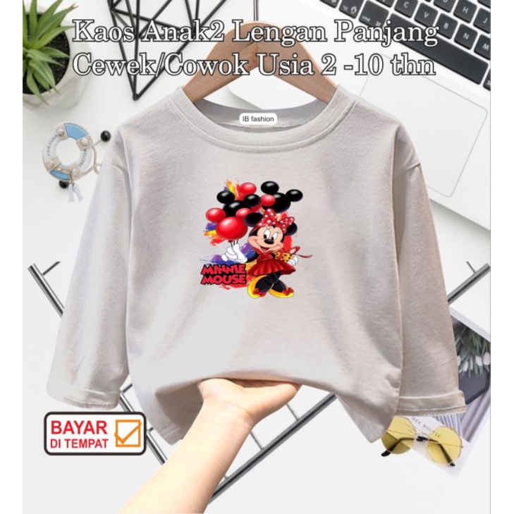 ((IB))KAOS ANAK PEREMPUAN PANJANG/MINNIE BALON DIGITAL SABLON