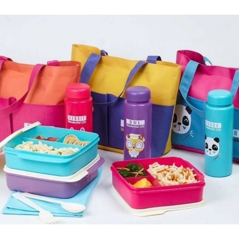 Set Lunchbox tas bekal makan anak panda