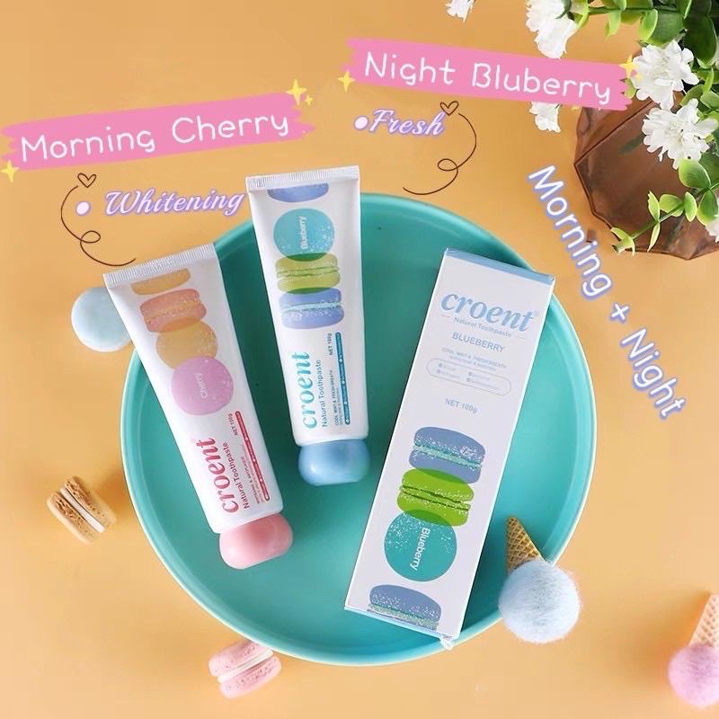 Original CROENT Pasta Gigi Macaron Korea Memutihkan Gigi / Cherry Blueberry Lime Peach Whitening Toothpaste