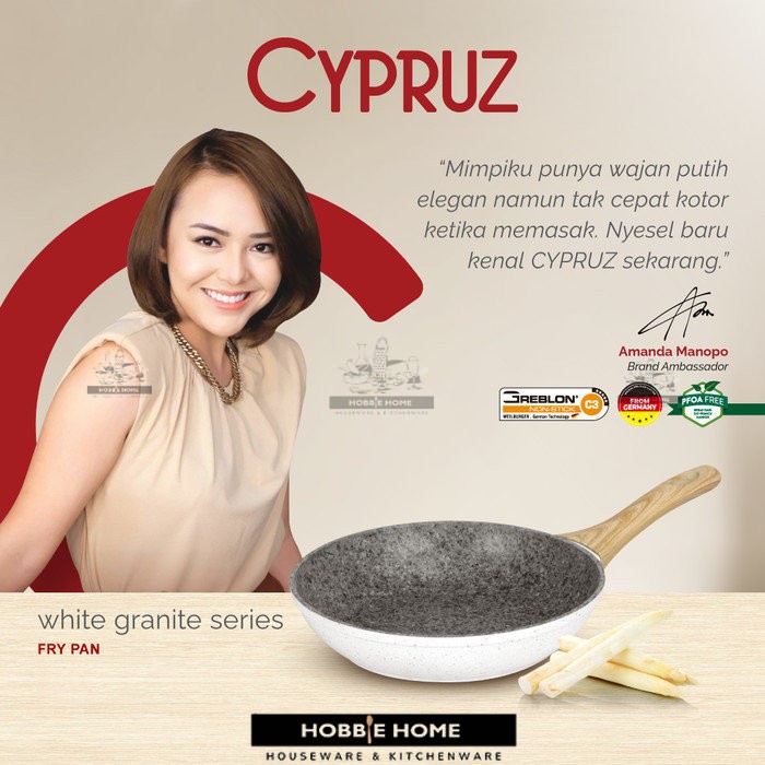 Cypruz White Granite Fry Pan / Wajan Tebal Cypruz Anti Lengket