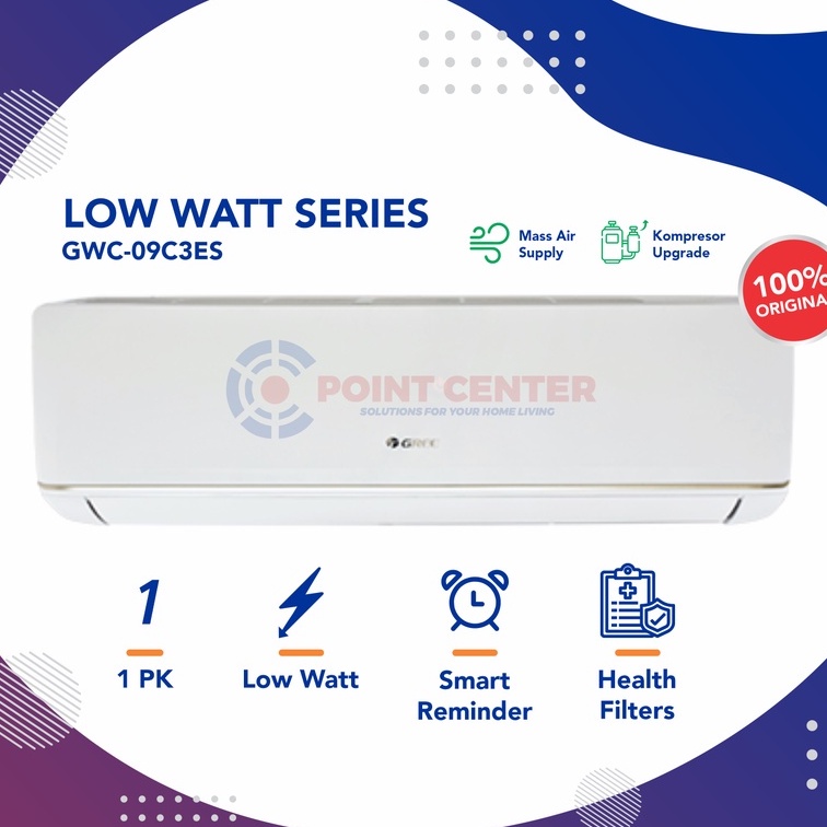 TERHEMAT AC GREE 1 PK GWC-09C3E DELUXE LOW WATT (INDOOR + OUTDOOR)