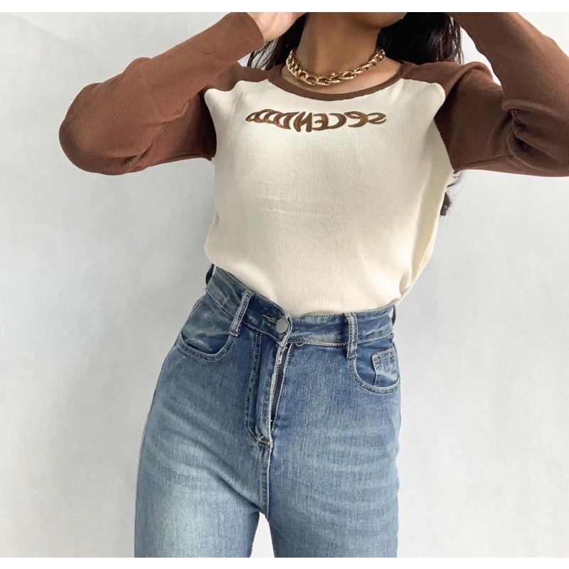 [LUXE.DLABEL] - E32 TOP [ Atasan Rajut Wanita Atasan Rajut Import wanita Atasan lengan panjang rajut Kaos wanita Vest wanita Atasan Wanita Atasan Halter tank Korea wanita Korean top Croptop Croptee Atasan perempuan Top premium quality]