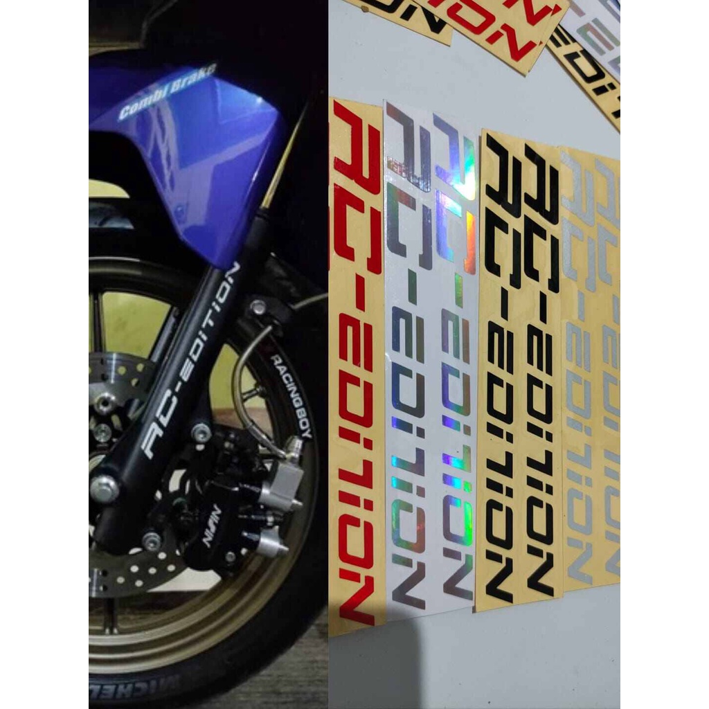 SCV1 CUTTING STICKER SHOCK DEPAN RC EDITION DAN LCM 27 SUSPENSION STIKER RC EDITION STIKER LCM SHOCK DEPAN CUTTING STICKER RC EDITION STIKER HALU HALU DEPAN ALL SEMUA MOTOR STIKER LCM BAHAN ORACAL