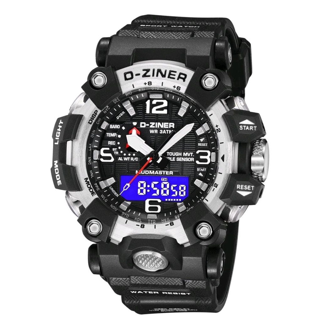 ✔️COD JAM TANGAN PRIA DZINER 8316 ORIGINAL WATER RESISTANT 30M / JAM TANGAN D-ZINER DIGITAL ANALOG DUAL TIME STRAP RUBBER SPORT ANTI AIR ( FREE BOX + KARTU GARANSI )