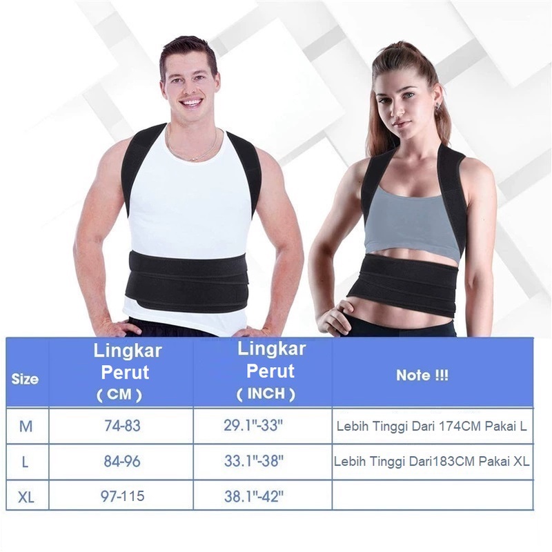 LM-0214 Sabuk Terapi Penyangga Punggung Pria &amp; Wanita Anti Bungkuk-Alat Sabuk Terapi Pelurus Penyangga Penegak Punggung Bungkuk Posture Back Support Brace