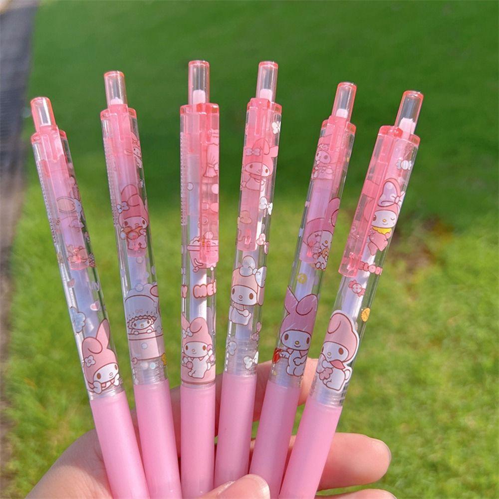 Lanfy Kartun Gel Pulpen 6 Pcs/set Aksesoris Kantor Perlengkapan Sekolah Menulis Pulpen Anime My Melody Alat Tulis Hitam 0.5mm Pen Penandatanganan