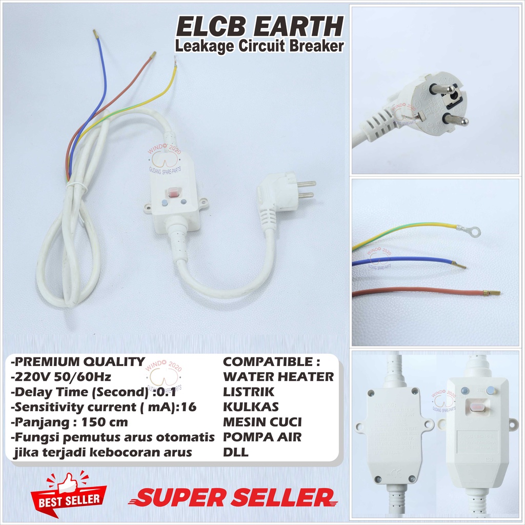 KABEL WATER HEATER ELCB PENGAMAN ANTI KONTAK WATER HEATER MULTI TERMURAH WINDO