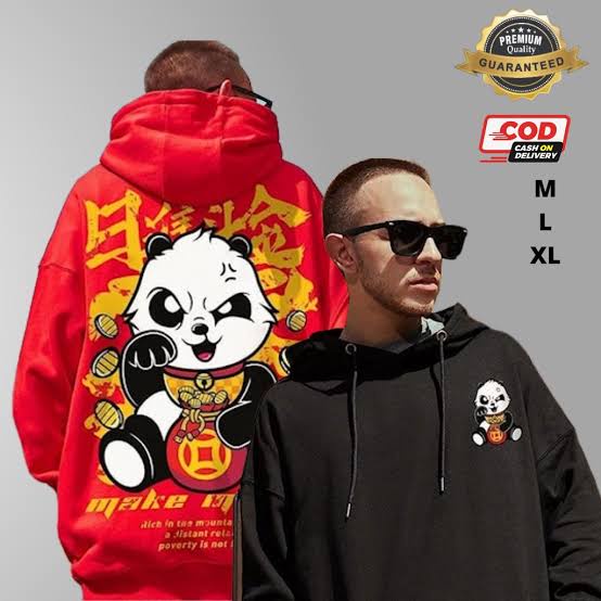 Sweater Hoodie PANDA MAKE MONEY Jumper Pria Wanita Bahan Fleece Tebal Ukuran S M L XL XXL XXXL