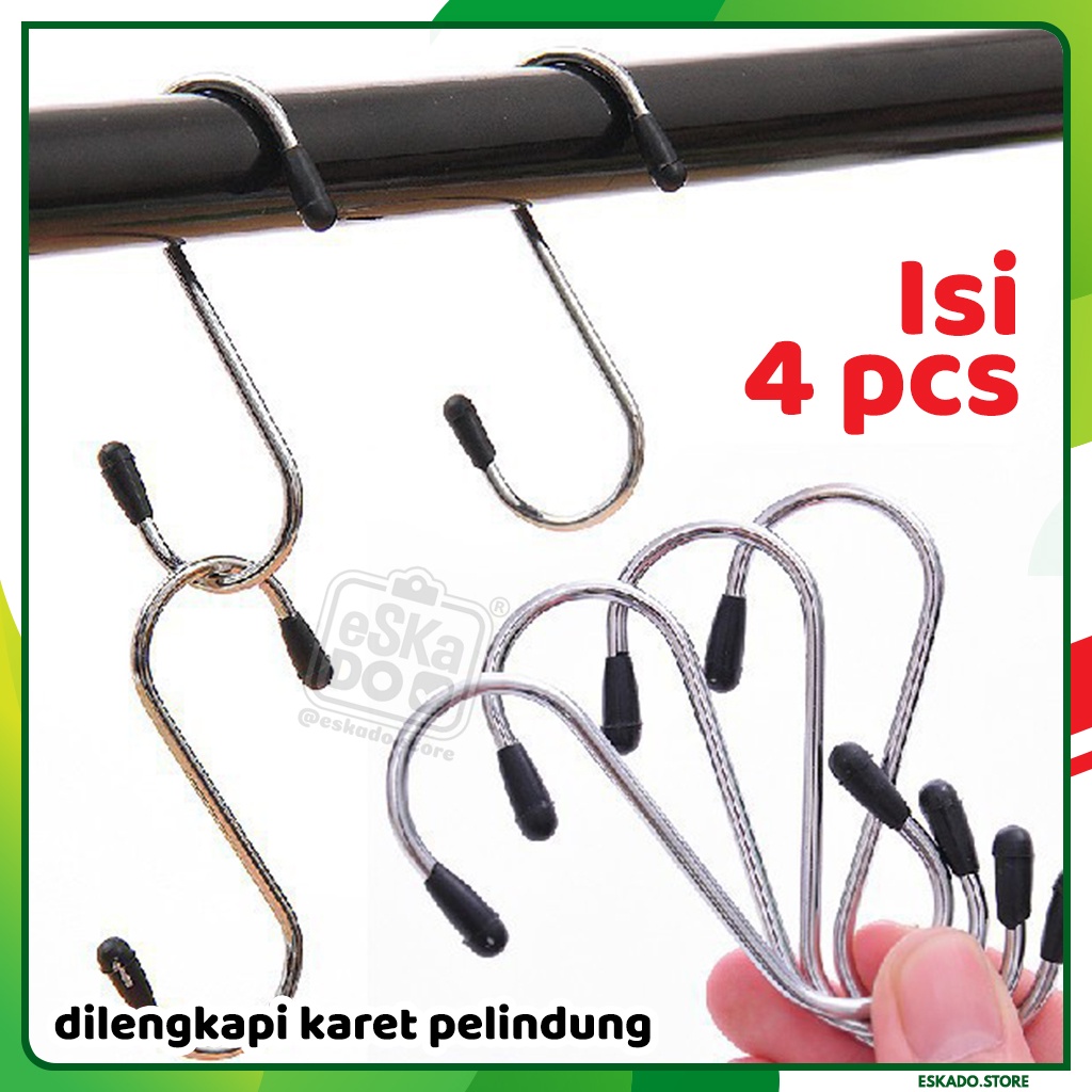 S Hook / Gantungan Serbaguna Stainless Steel / Portable Hook /Kaitan S