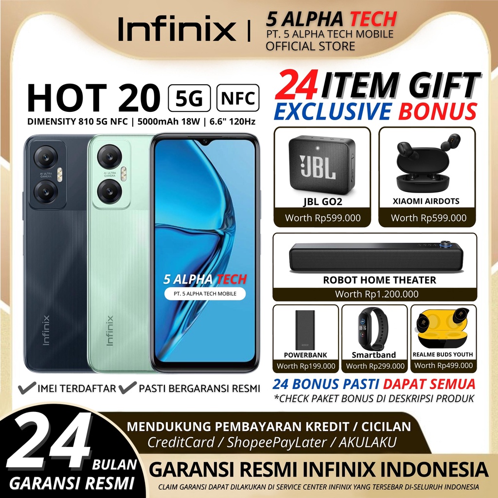 INFINIX HOT 20 5G NFC 4/128GB GARANSI RESMI