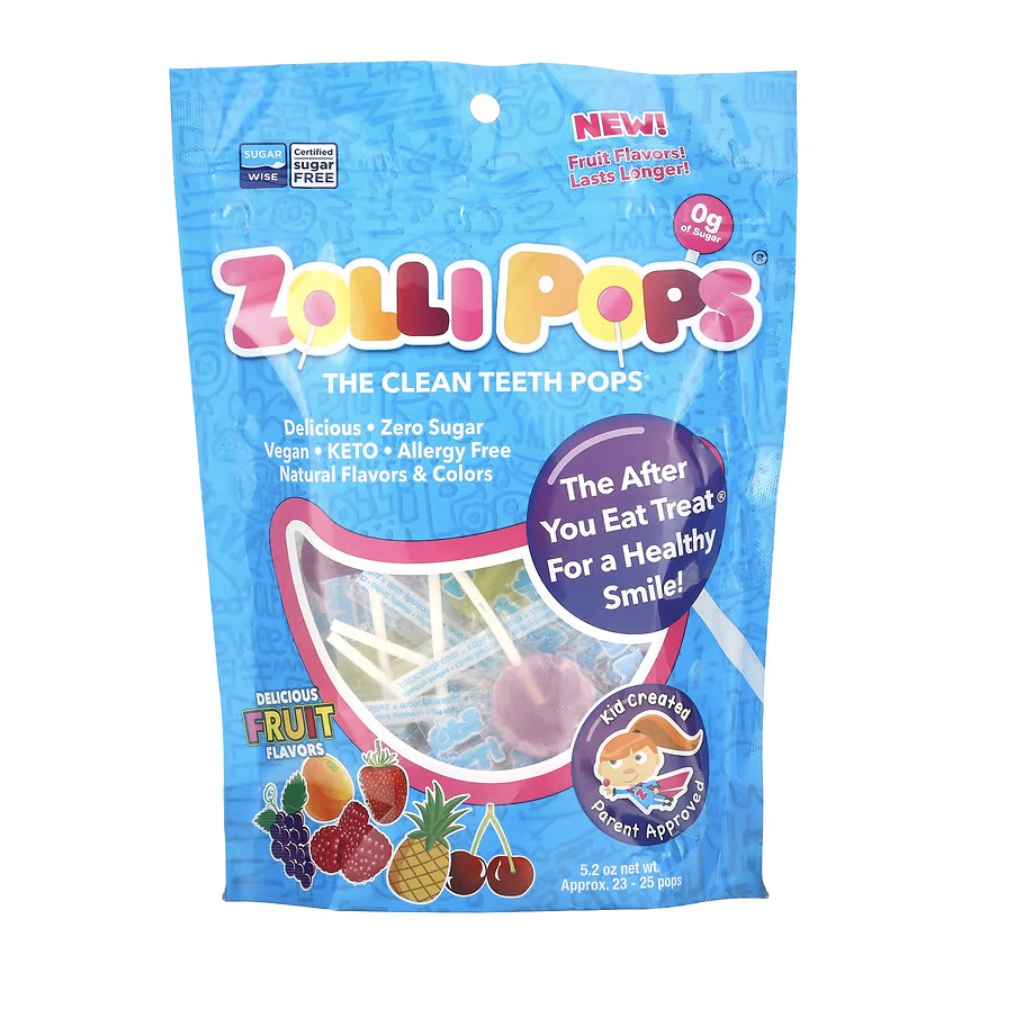 

READY EXP 01/2028 Zollipops, The Clean Teeth Pops, Fruit Flavors, Approx. 23-25 Pops, 5.2 oz