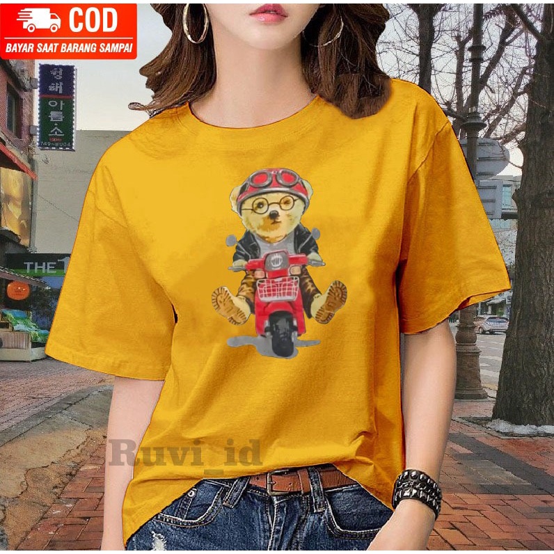 Ruvi_id-KAOS DISTRO / BELI 3 GRATIS HEADSET EXTRA BAS / KAOS WANITA / KAOS BERUANG NAIK MOTOR KEKINIAN / KAOS PRIA / KAOS WANITA KOREAN STYLE / KAOS IMPORT / KAOS OBLONG / BLUS / T-SHIRT / ATASAN KEKINIAN / KAOS KATUN COMBED / KAOS OVERSIZE / KAOS MURAH