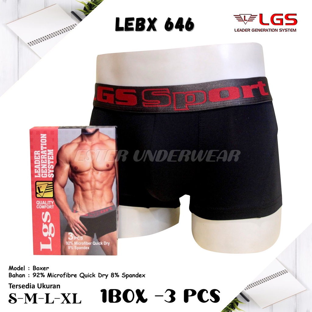 Celana Boxer Pria LGS  646 ISI 3Pcs|Celana Boxer LGS SPORT