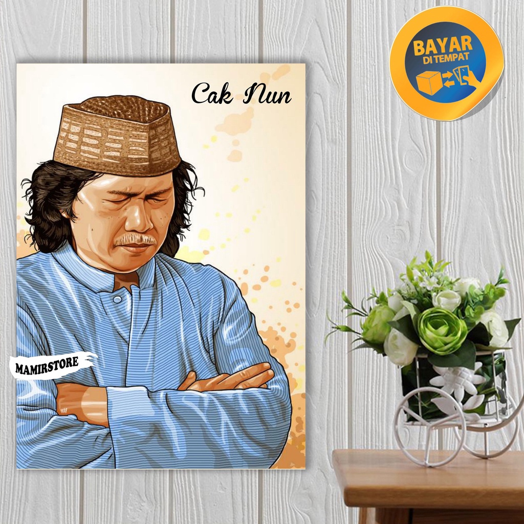 POSTER KAYU HIASAN DINDING CAK NUN / POSTER HABIB  / POSTER ULAMA NU / POSTER KAYU / WALL DECOR / DE