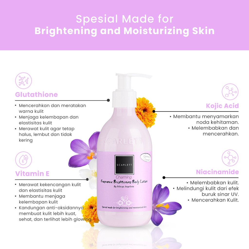 ORIGINAL Scarlett Whitening Body Lotion Charming GIRLSNEED77 MEDAN BEAUTY Cosmetics SKIN CARE Kosmetik Kecantikan