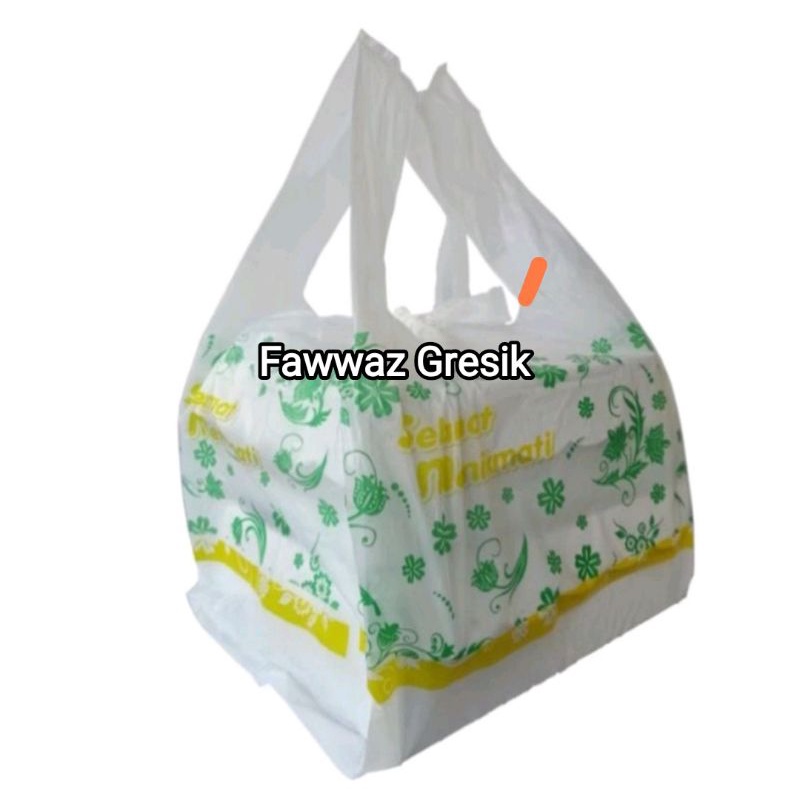 Kresek Dus Royal / Plastik Kresek Bento Putih / Kantong Kresek 2 Dus Nasi Makan Putih 22x22 cm