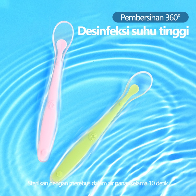 Sendok makan bayi silikon lentur / baby safety spoon/Sendok Makan Silikon Bayi Baby Safety Spoon Food Grade Silicone (B259)